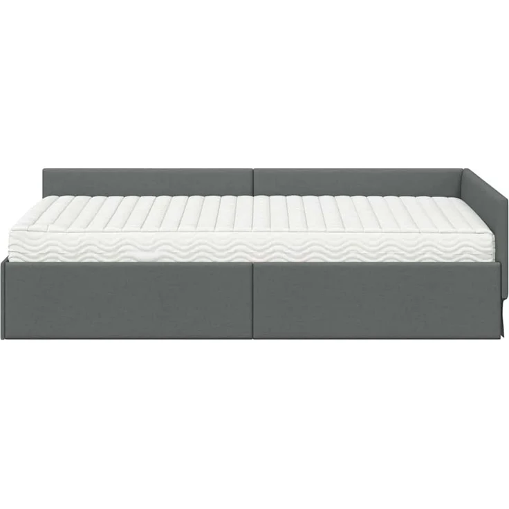vidaXL Eckbettgestell mit Matratze 2 stk. Dunkelgrau 90 x 200 cm Stoff 3393598 – Bild 5