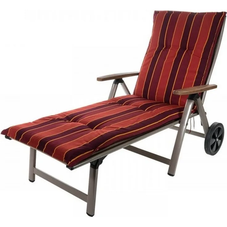 Sun Garden Liegenauflage Rollliege Naxos 20208-3 terracotta-rot gestreift 190x60x6 cm SG, (1 St), Halteband Gummi mit Bindebändern Halteband Gummi