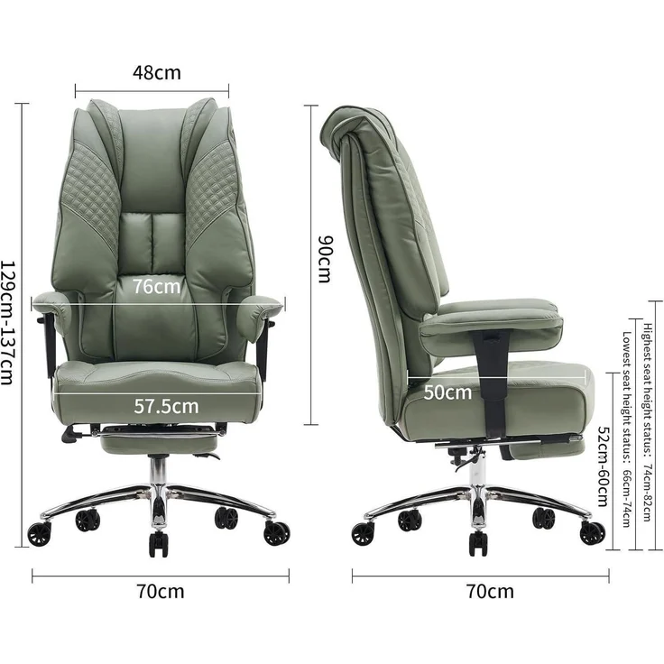 Bürostuhl Ergonomisch mit Hoher Rückenlehne und Verstellbaren Armlehnen PU Leder – Bild 2