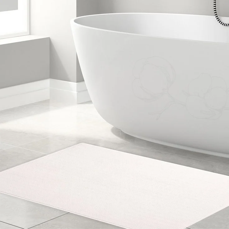 Hammetex 100% Baumwolle rutschfeste Badematte, 51x86 cm Große Badvorleger für Badezimmer, Saugfähig Schnelltrocknend Waschbar Bad Fußmatten, Creme – Bild 1
