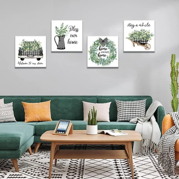 Leinwandbilder 4 Teilig Wandbild Kunstdruck Sweet Home Theme 30x30cm – Bild 2