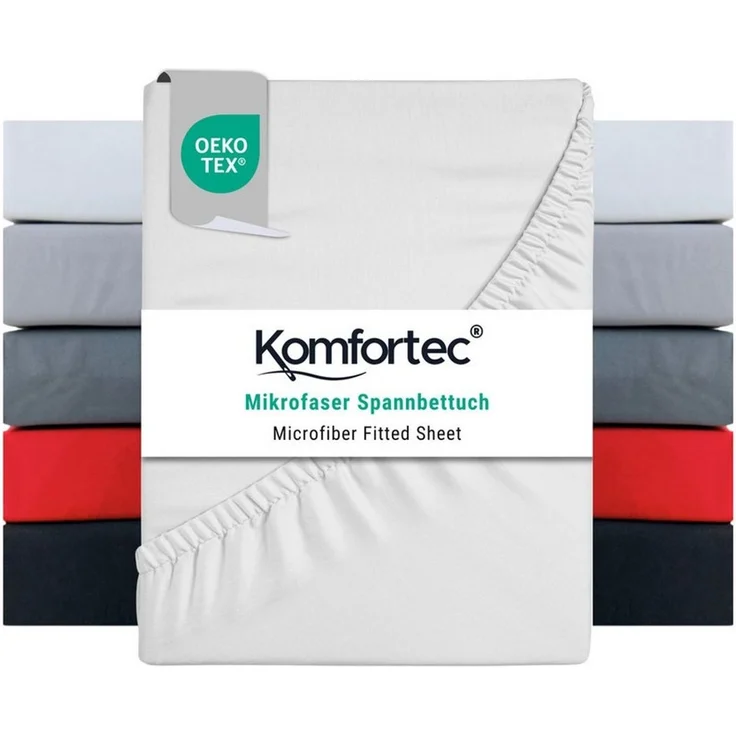 Komfortec Mikrofaser Spannbettlaken 90x200 cm – Weiches Spannbetttuch mit Rundumgummi – Fitted Sheet für Matratzen bis 30 cm – Weiß – Oeko-Tex – Pflegeleicht & Hautfreundlich – 90g/m² – Bild 1