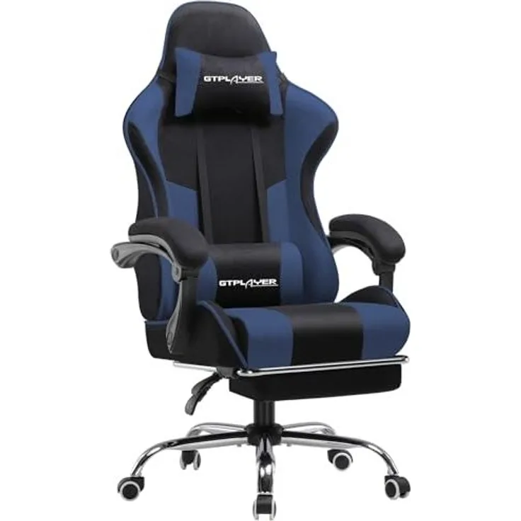 GTPLAYER Gaming-Stuhl Bürostuhl mit Massagefunktion, Fußstütze, Kopfstütze (Packung), Ergonomischer Gamer Stuhl Maximale Belastung 150 kg, 360° drehbar
