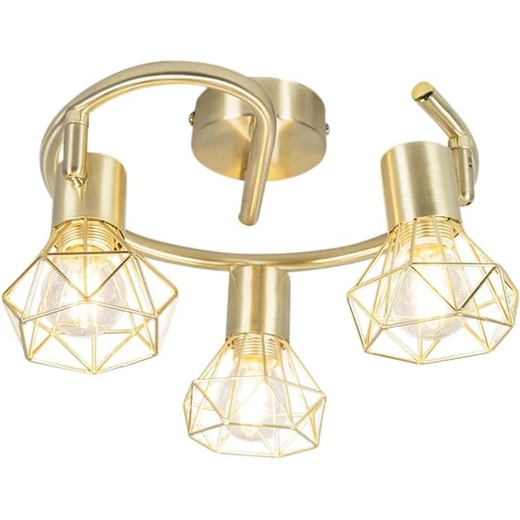 Qazqa LED Aufbaustrahler Mosh, ohne Leuchtmittel, E14, Messing, Modern, Stahl, 3-flammig – Bild 5