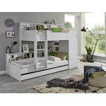 Etagenbett Sina mit 2 Liegeflächen á 90x200 cm, inkl. Bodenplatten als Auflage für die Matratzen, inkl. Kleiderschrank (ohne Bettschublade)