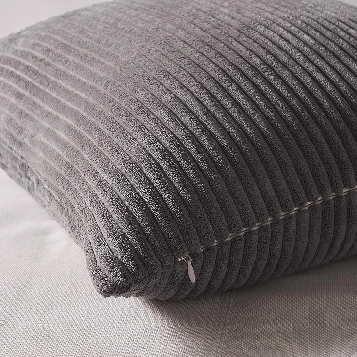 Dekokissenbezug 60x60 cm Grau 4er Set Kordsamt Sofakissen Wohnzimmer Kinder – Bild 2