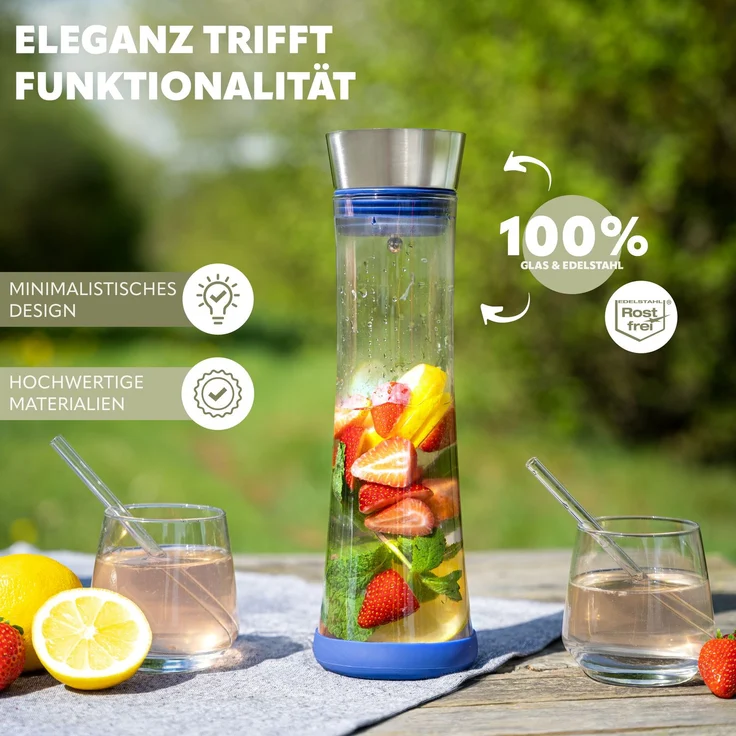 bremermann Karaffe CAROLA mit Silikonfuß - zerlegbarer Deckel - 1 Liter – Bild 2