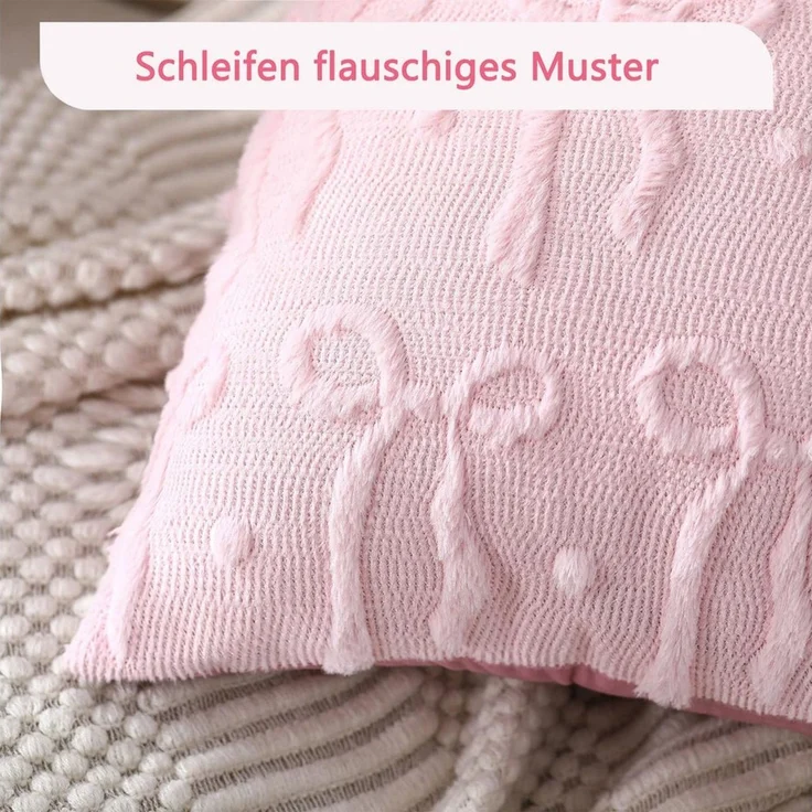 CLTYQ Kissenbezug Dekorative Kissenbezüge mit Schleife, Weihnachtskissenbezüge 45x45 cm, (2 Stück), weicher Plüsch, für Bett, Sofa, Couch, Wohnzimmer – Bild 2