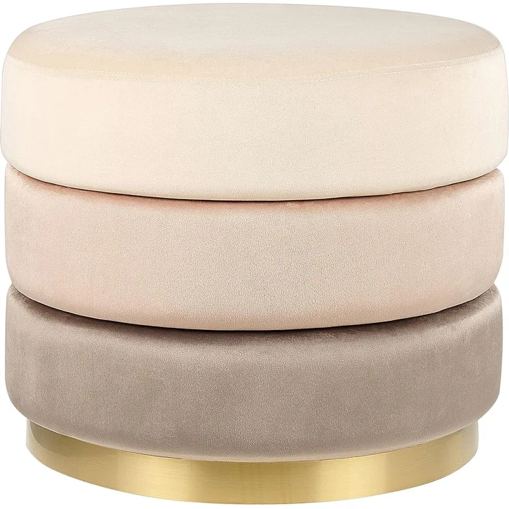 Pouf LOUIN Beige Samtstoff 48 cm 48 cm