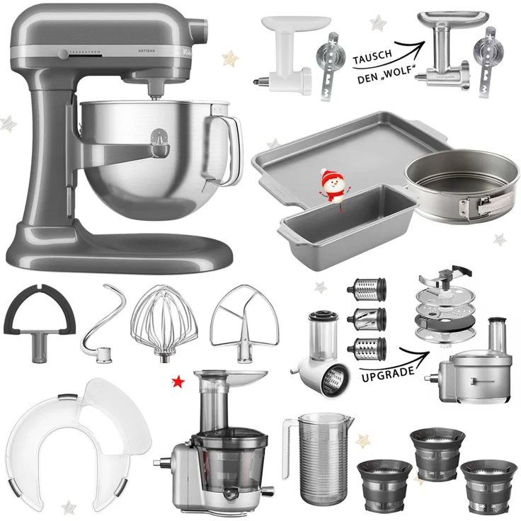 KitchenAid Artisan 6,6L 5KSM70SHX Mega-Winter-Set Medallion Silber