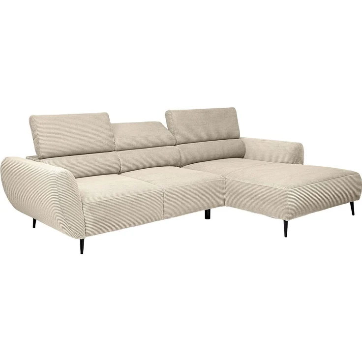 WERK2 Ecksofa Alisson Sitztiefe elektrisch verstellbar, verstellbare Kopfstützen, Schwebendes L-Form Sofa in Cord, 15 cm bodenfrei (saugrobotergeeignet) – Bild 3