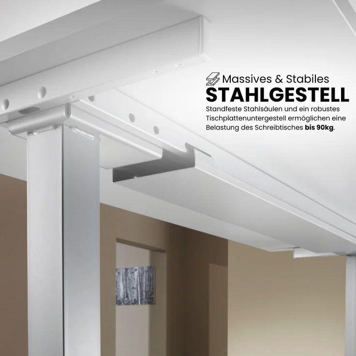 bümö elektrisch höhenverstellbarer Schreibtisch 200x80 cm in graphit, Gestell in silber - Schreibtisch höhenverstellbar elektrisch mit Memory-Steuerung, Steh-Sitz Tisch, XDSM-20-G-S – Bild 8
