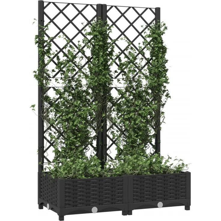 vidaXL Gartenpflanzgefäß mit Spalier Schwarz 80 x 40 x 121,5 cm PP 318270 – Bild 2
