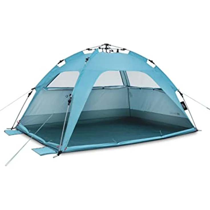 qeedo Quick Palm Strandmuschel mit UV-Schutz (UV80) & kleinem Packmaß - Leichtes Strandzelt für Kinder, Blau – Bild 1