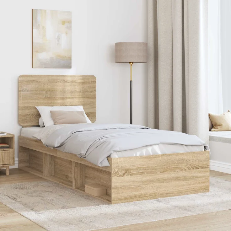 vidaXL Bettrahmen mit Kopfteil Sonoma 90 x 190 cm Massives Kiefernholz 3412544 – Bild 2