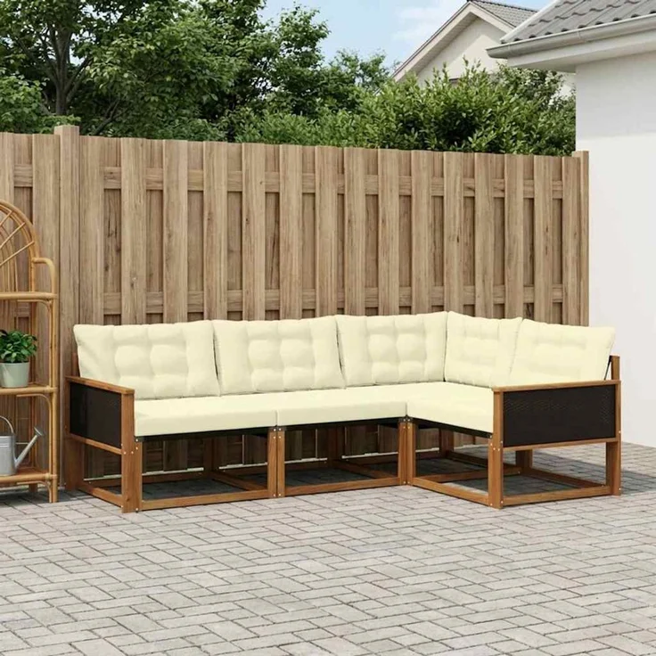 vidaXL Outdoor-Sofagarnitur 4 stk. 4-Sitzer Natur und Creme 3381382 – Bild 1