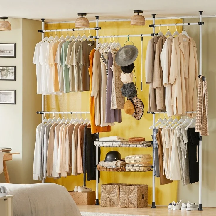 SoBuy KLS04 Garderobenständer, Metall, Pulverbeschichtung, Weiß, 62 x 200 x 75 cm – Bild 2