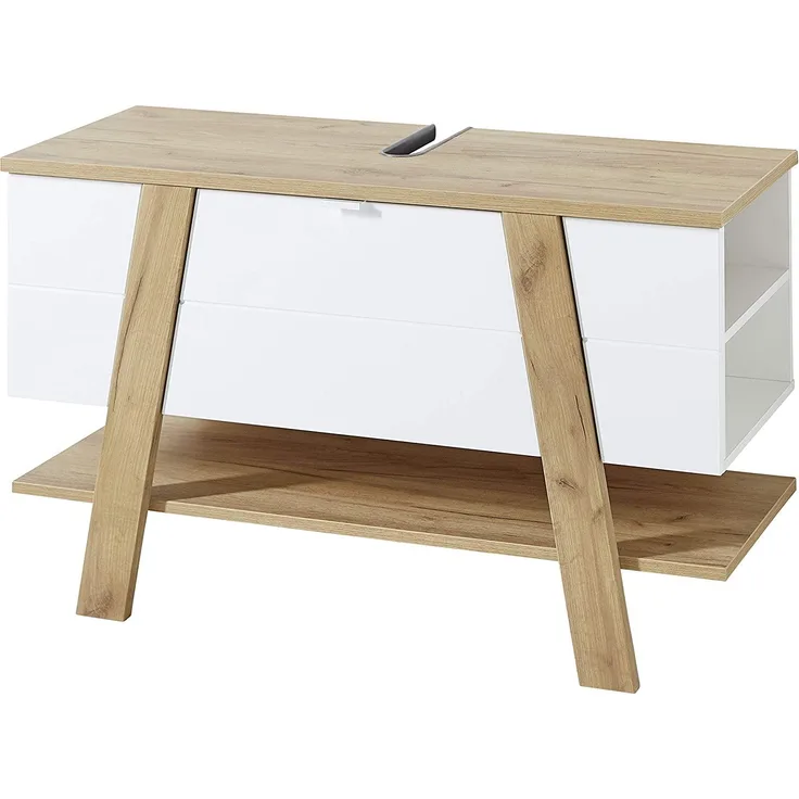 Waschtischunterschrank 'GW-NOVOLINO', Weiß-Navarra Eiche