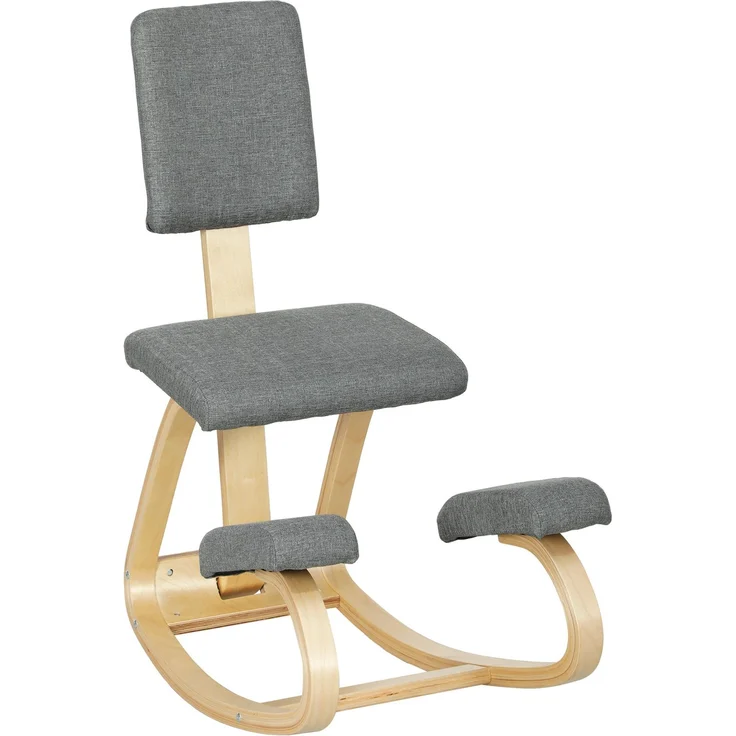 JARDJ Kniestuhl, ergonomischer Schaukelstuhl aus Holz mit Rückenlehne, Kniestuhl fürs Homeoffice, grau – Bild 1