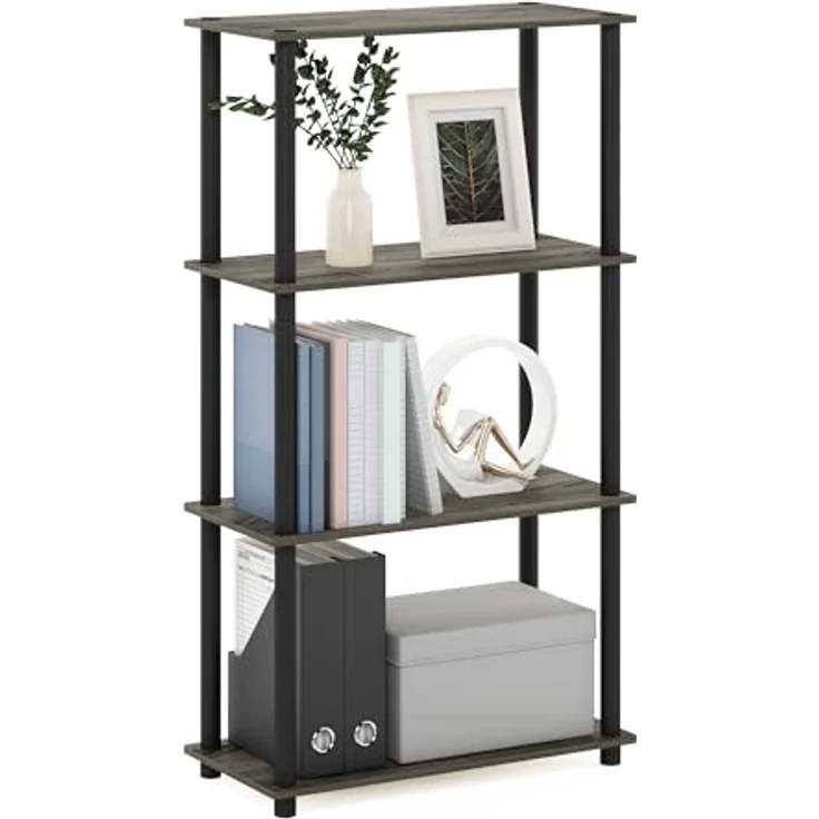 Furinno Turn-N-Tube 4-Stufe Mehrzweck-Regal, French Oak Grey/Black, 59. 9 (Breite) x 109. 9 (Höhe) x 29. 7 (Tiefe) cm – Bild 2