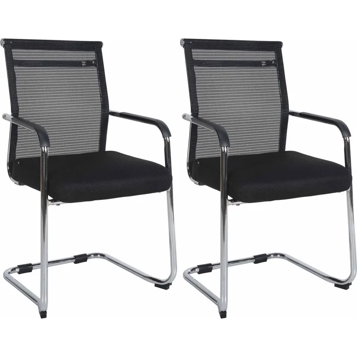 CLP 2er Set Besucherstühle Denny Mesh freischwingend,chrom