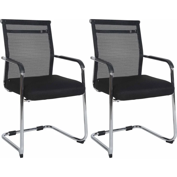 CLP 2er Set Besucherstühle Denny Mesh freischwingend,chrom – Bild 1