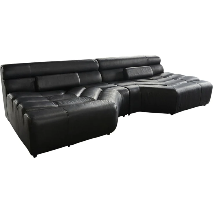 KAWOLA Big Sofa TARA Wohnlandschaft Leder schwarz 76 x 143 x 286 cm – Bild 3