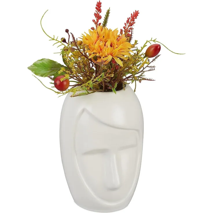 Relaxdays Blumenvase Gesicht