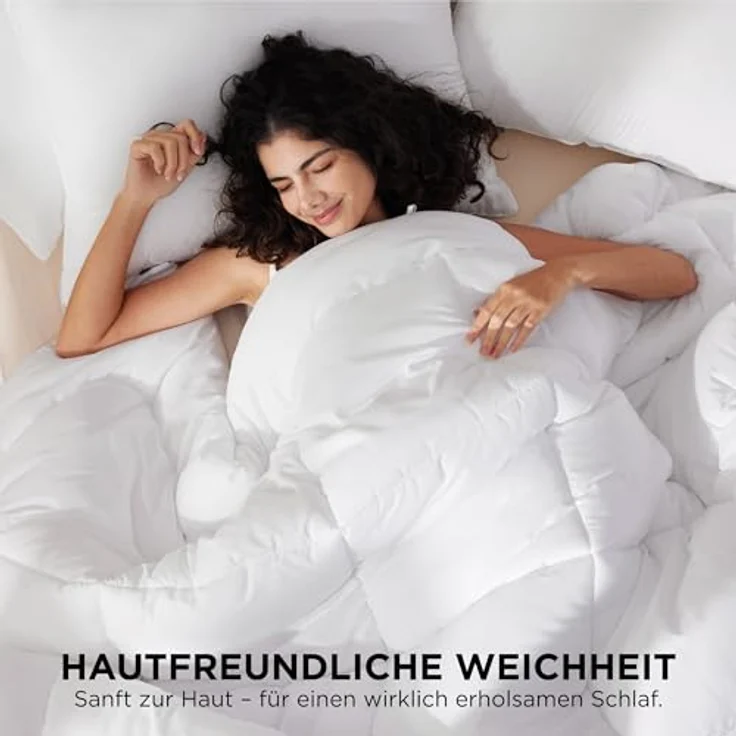 BEDSURE Bettdecke 155x220 Winterdecke 450gsm - Warm Winterdecke 155x220 cm für Winter, 220x155 Waschbar Dicke Winterbettdecke, Weiß – Bild 4