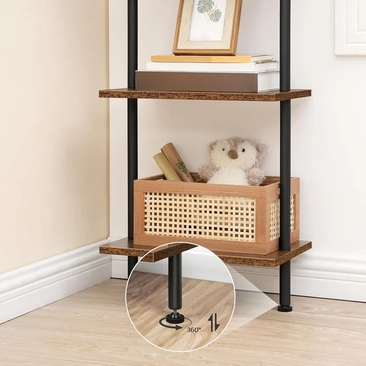 Leiterregal 6stöckig 39 x 24 x 200,5 cm Dunkelbraun Schwarz – Bild 5