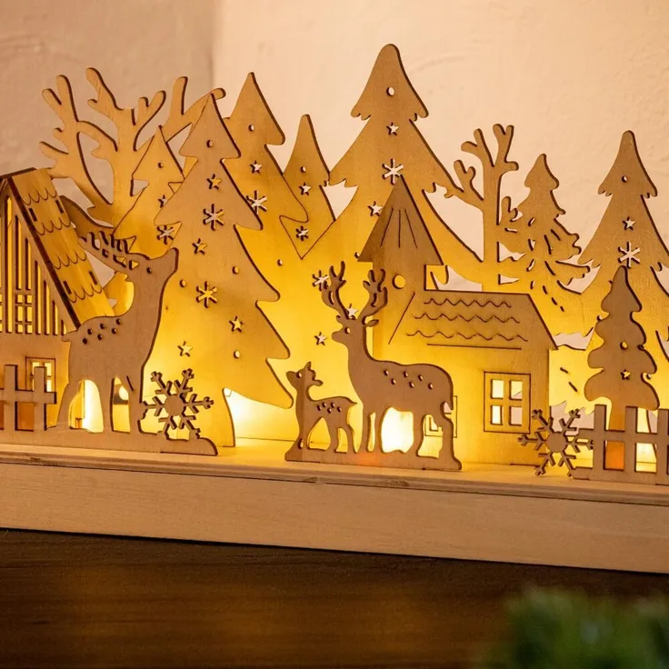 LED-Silhouette Rentiere 30x7x18cm, 6 LED 6/18h T