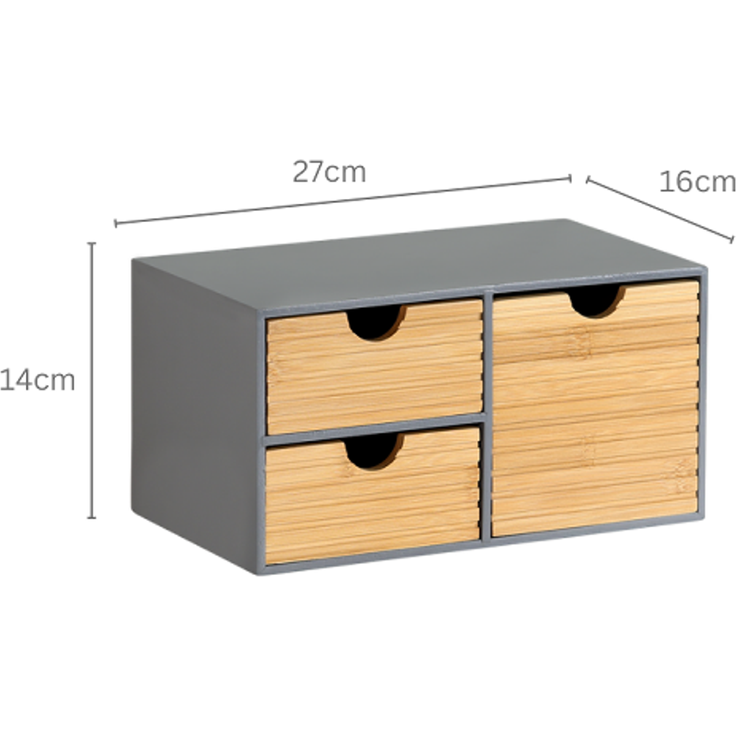 KESPER 58961 Organizer mit 3 Schubladen, grau, FSC / Mini-Kommode – Bild 2