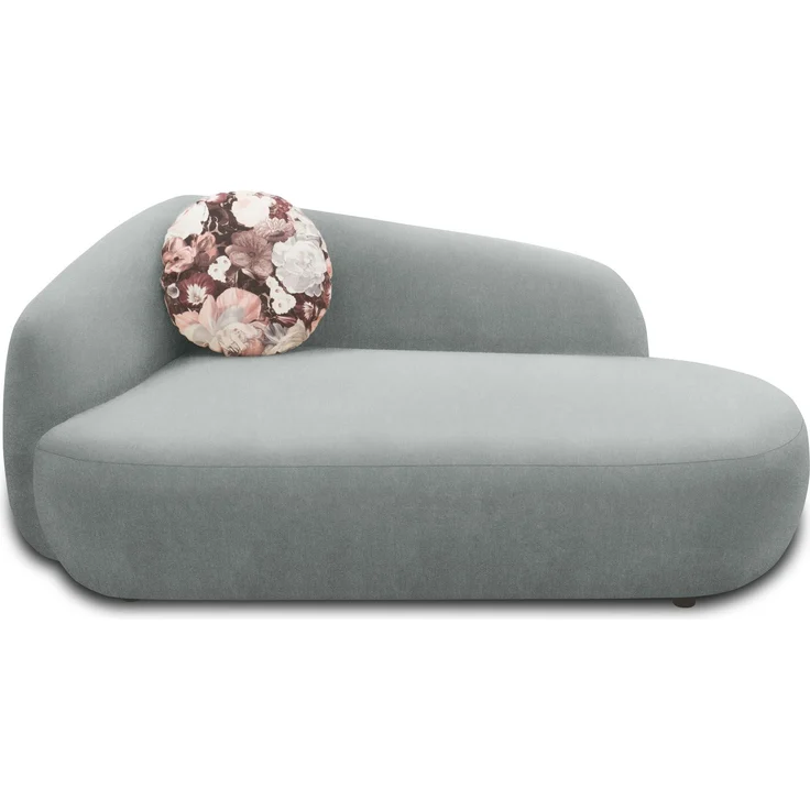 DOMO. collection Recamiere 700013, Liege mit Zierkissen, oval, Füße mit Filzgleitern, Chaiselongue, Sofa, Polstergarnitur, 183 x 105 x 75 (BxTxH), grau – Bild 6