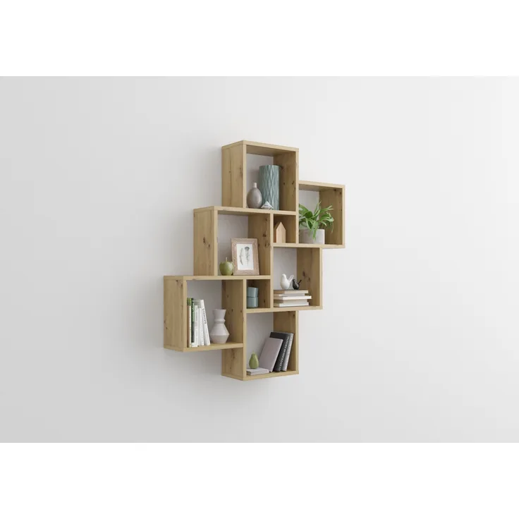 Wandregal >LAURIO 2< in Artisan Eiche Dekor - 81,2x94,3x15,7cm (BxHxT)