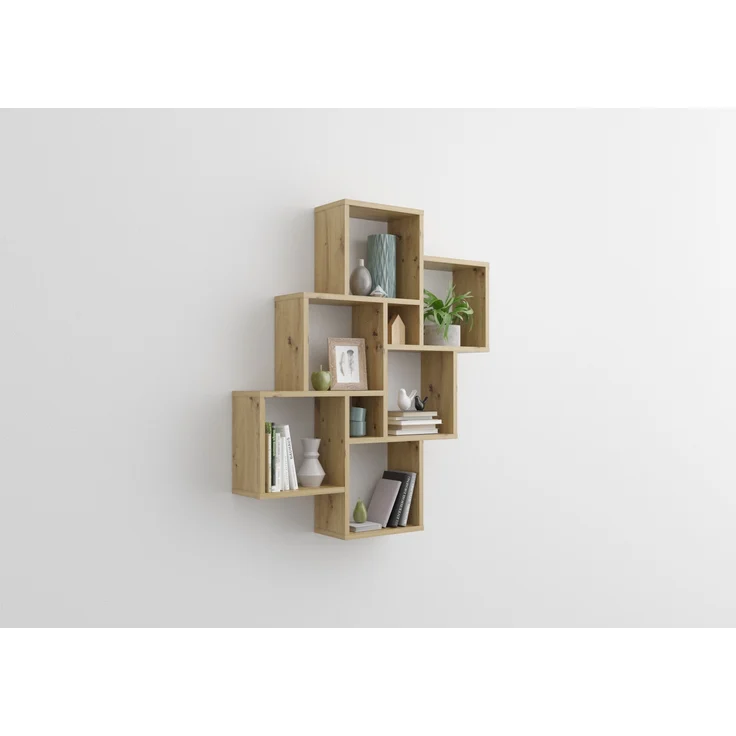 Wandregal >LAURIO 2< in Artisan Eiche Dekor - 81,2x94,3x15,7cm (BxHxT) – Bild 1
