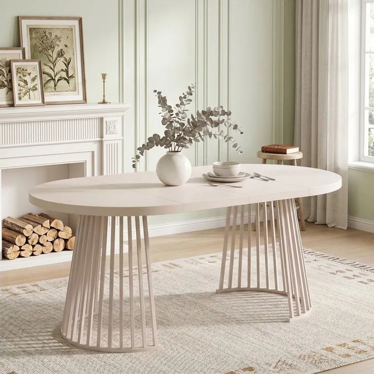OKWISH Esstisch Ausziehbarer Kulissentisch, minimalistisch (Packung, 1-St, 4-8 Pers, Teleskop, Kaschmir), 100/138/176x100 cm