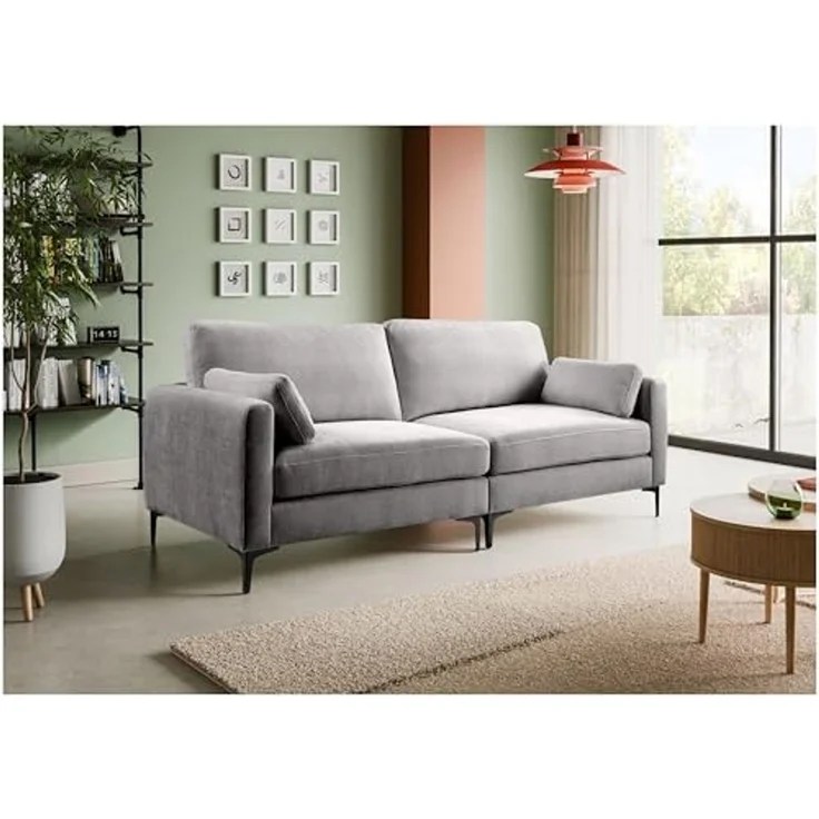 Sofa 3,5 Sitzer B/H/T: 225 x 92 x 97 cm in Hellgrau – Bild 2