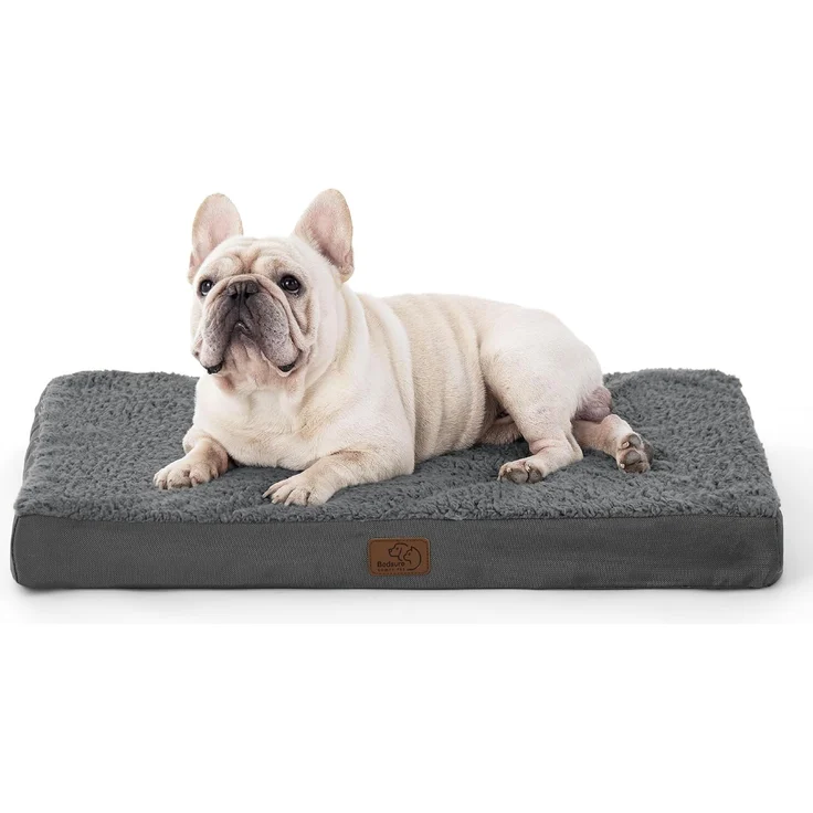 BEDSURE orthopädisches Hundebett kleine Hunde - 76 x 51 x 7.6 cm Hundekissen flauschig Hundematte waschbar Hundematratze in dunkelgrau für kleine Hunde – Bild 1