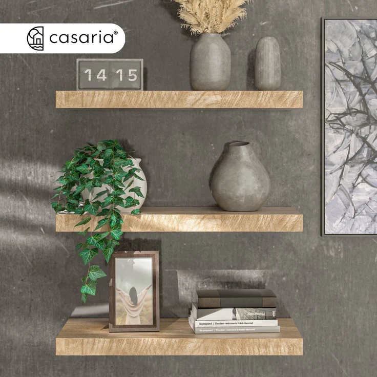 CASARIA® 3x Wandregal 110cm Holz Eiche Regal – Bild 7