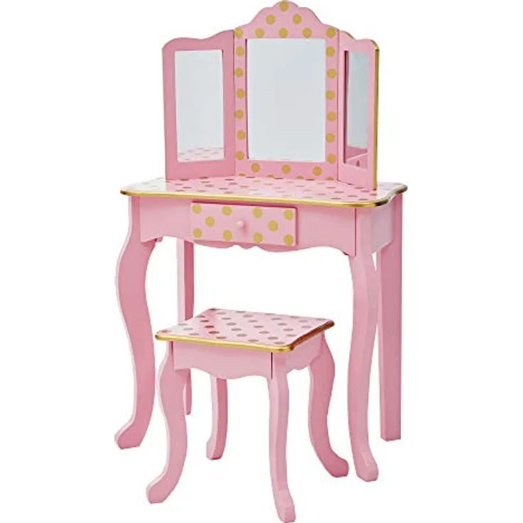 Teamson Kids Kinder Schminktisch mit Spiegel und Hocker Frisiertisch TD-11670L – Bild 2