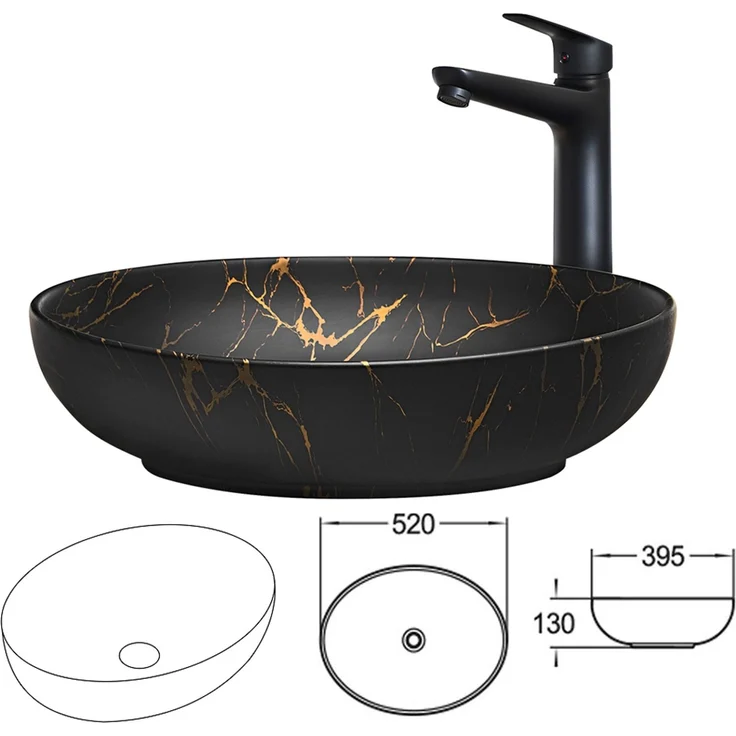 Badmöbel Set mit Waschtisch Regal Kombination mit Aufsatzwaschbecken XANTEN-56 in anthrazit mit Eiche Nb. schwarz gerillt, B/H/T: ca. 130/200/46,5 cm – Bild 7