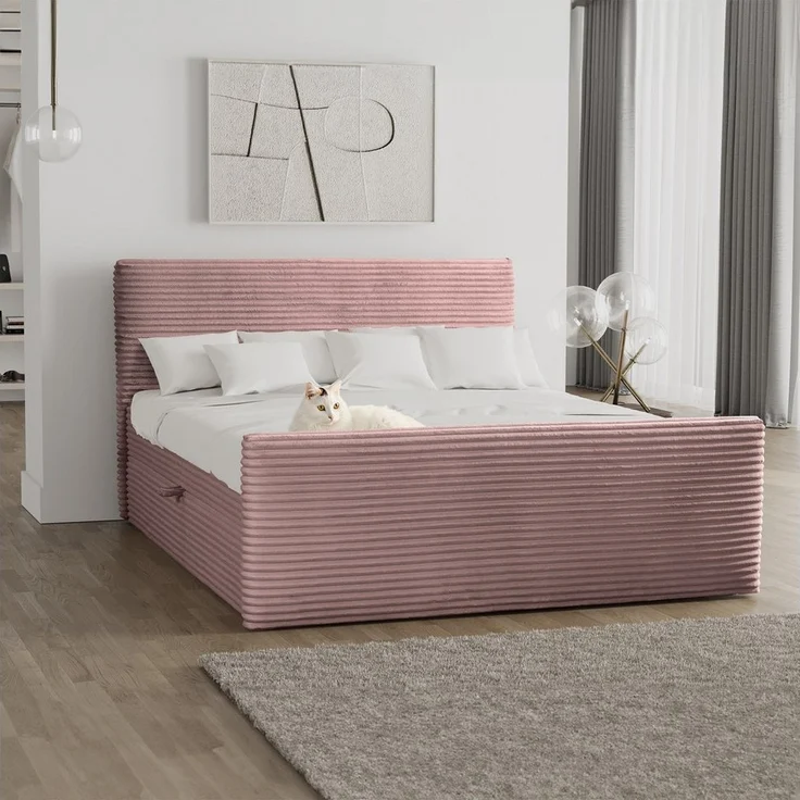 Kaiser Möbel Boxspringbett Trento mit Bettkasten, Topper und Bonellmatratze, VELO Stoff (Komplett-Set (Bettgestell, Matratze, Topper), mit Topper mit Bettkasten antibakterieller Bezug einfache Montage – Bild 1