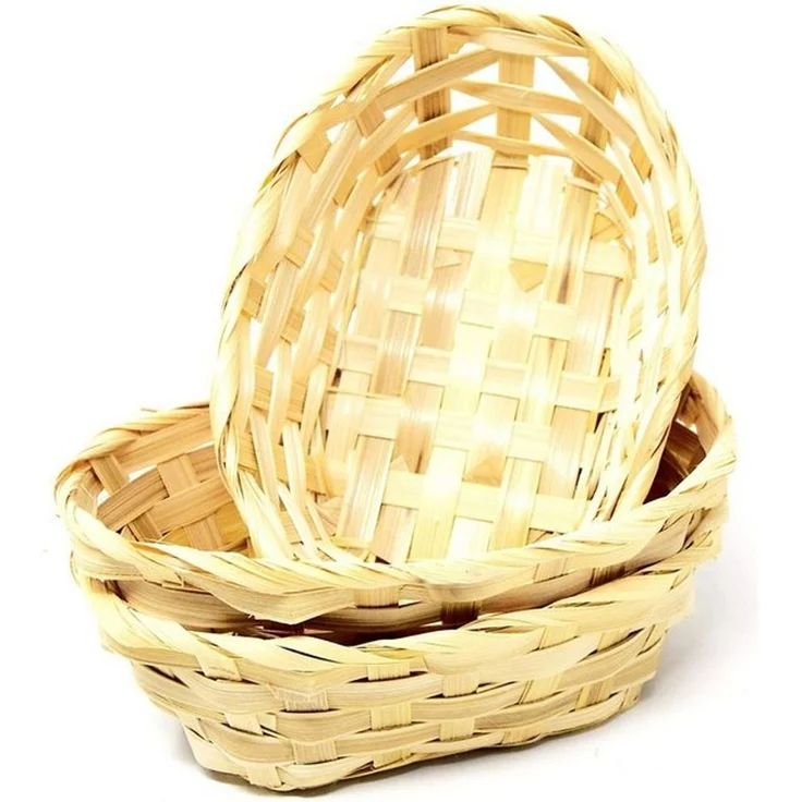Lashuma Aufbewahrungskorb beige (Set, 3 St, 3er Set), Kleine Bambuskörbchen oval, Füllkörbe 18x13 cm – Bild 4