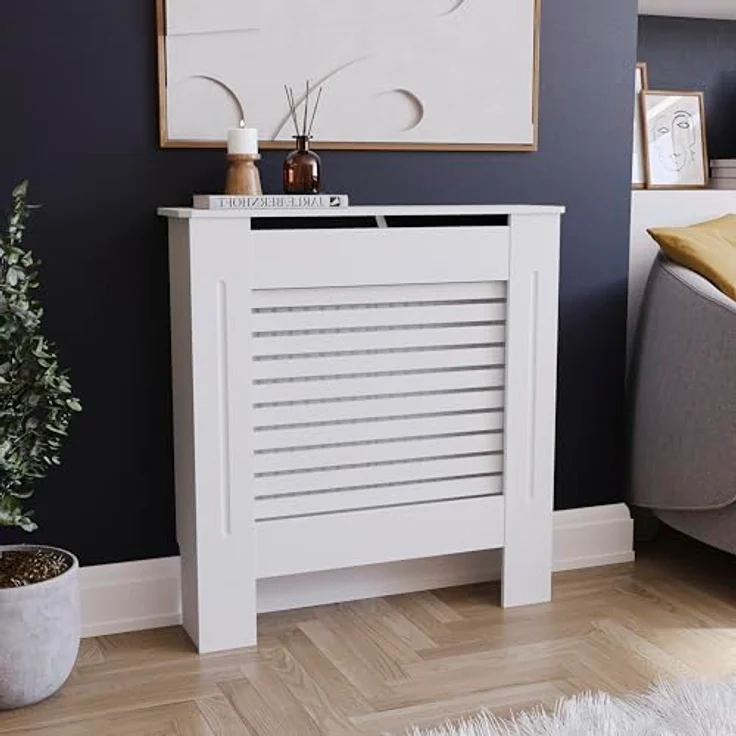 Vida Designs Milton Heizkörper-Abdeckung, moderner, weiß-lackierter Schrank aus mitteldichter Faser-Platte, klein – Bild 2