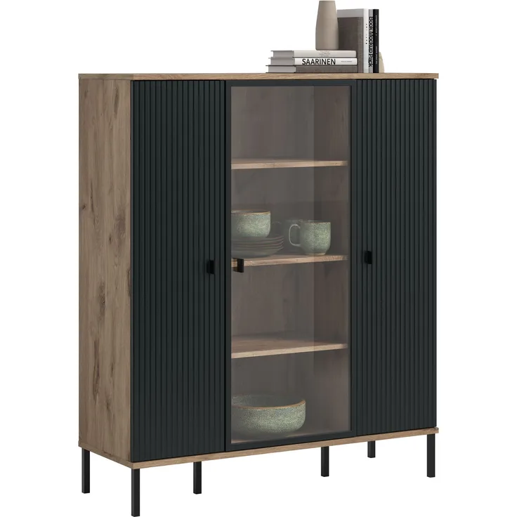 Chess Highboard in schwarz tiefzieh