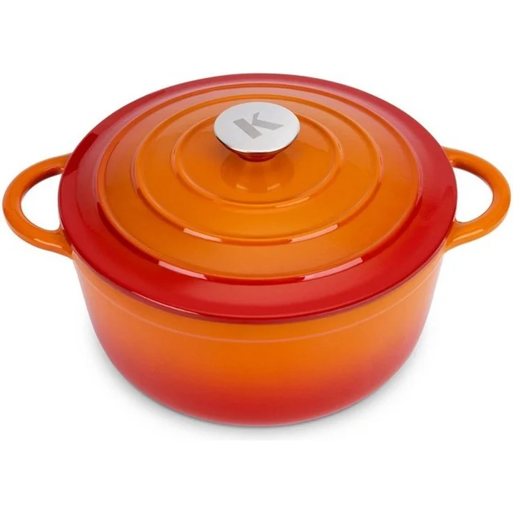KLAMER Bräter Gusseisen Bräter 5 L, Gusseisen-Topf 25 cm backofengeeignet, Emaille …, Gusseisen, Exzellente Hitzeverteilung, Intensive Aromabildung, 5 Liter – Bild 4