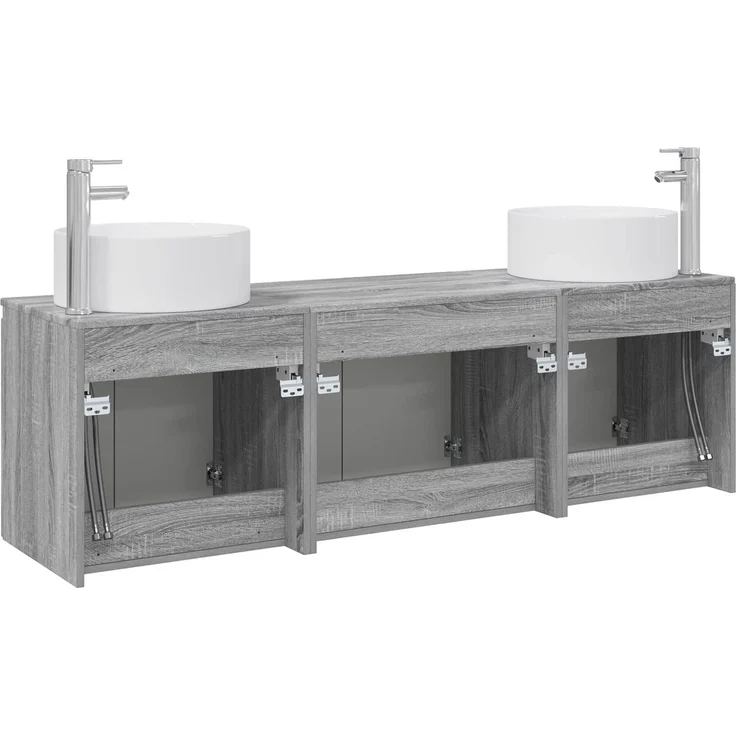 vidaXL Badezimmerschrank-Set 3 stk. Grau Sonoma 161,5 x 44,5 x 80 cm 3405733 – Bild 7