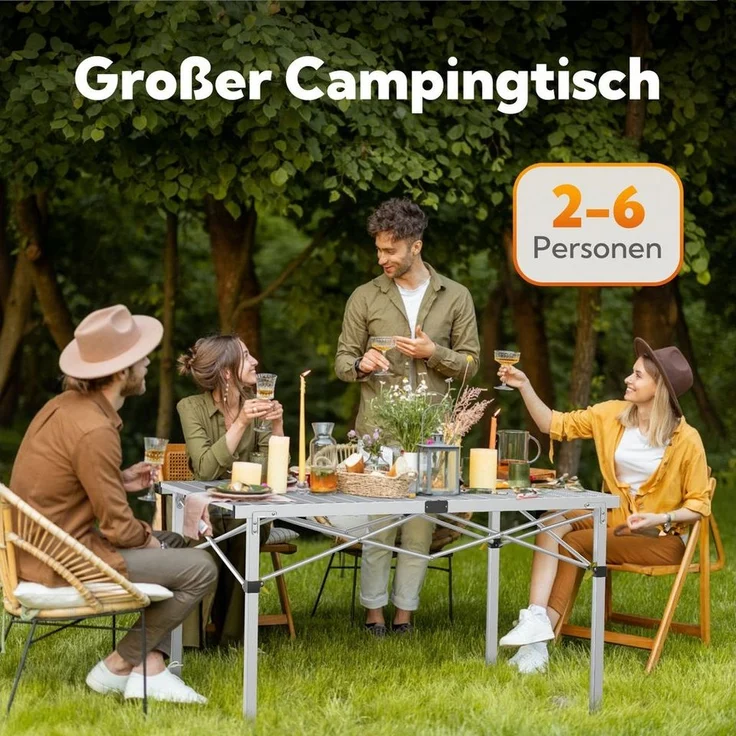 HOMECALL Klapptisch Campingtisch Klappbar Balkontisch Gartentisch Tragbar Outdoor Tisch, Robust, stabil, für 4-6 Personen – Bild 2