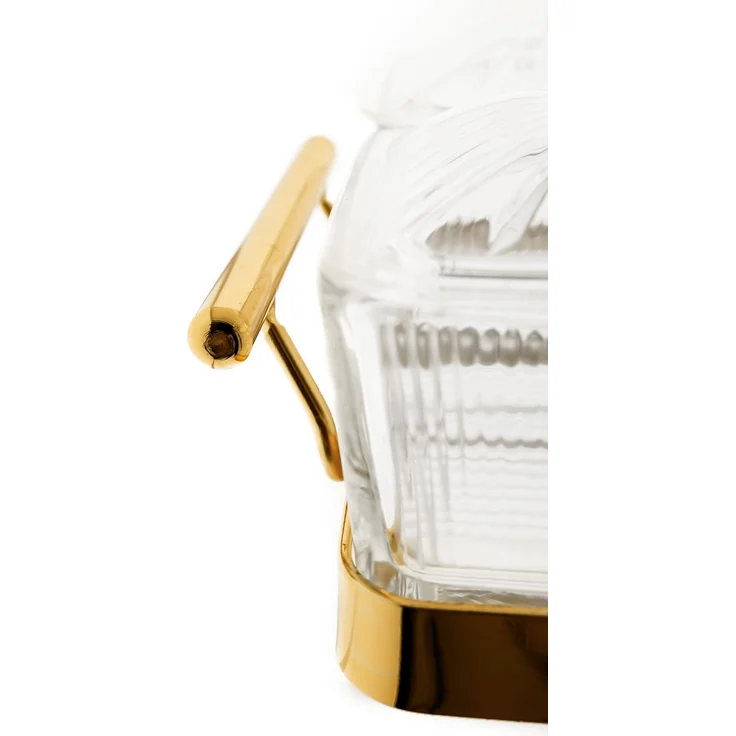 9 Teiliges Snackschalen-Set aus Glas mit goldenem Serviertablett & Knaufdeckel – Bild 4