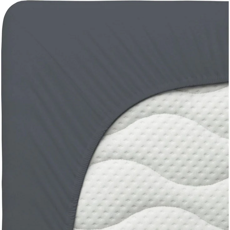 Schlafgut Spannbettlaken Premium, Gummizug: rundum, (1 Stück), Mako-Zwirn-Jersey, Grey Deep, L 140x200cm - 160x220cm – Bild 4